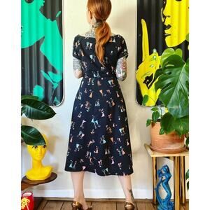 BANANA REPUBLIC midi DRESS vintage umbrellas novelty print made in hong kong